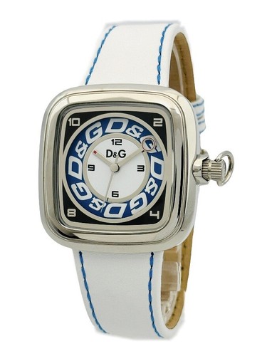 D&G CHEROKEE WHITE & BLUE STITCHING LEATHER UNISEX WATCH DW0182 - Picture 2 of 20