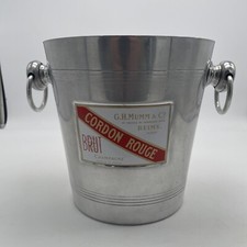 G H Mumm Brut Condon Rouge Aluminum Ice Bucket Cooler Reims France Vintage