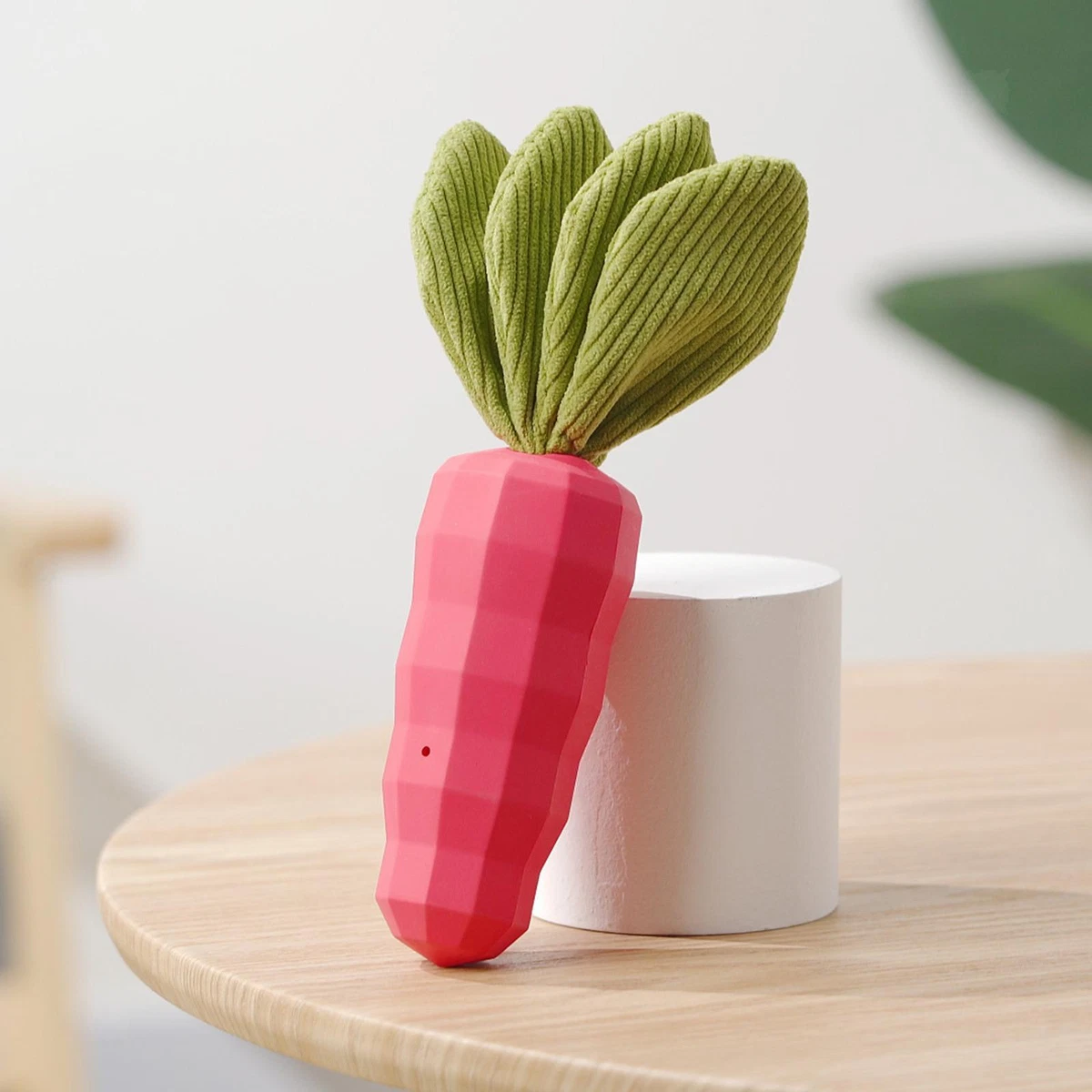 Rubber Carrot Animal Dog Cat Interactive Toy pink