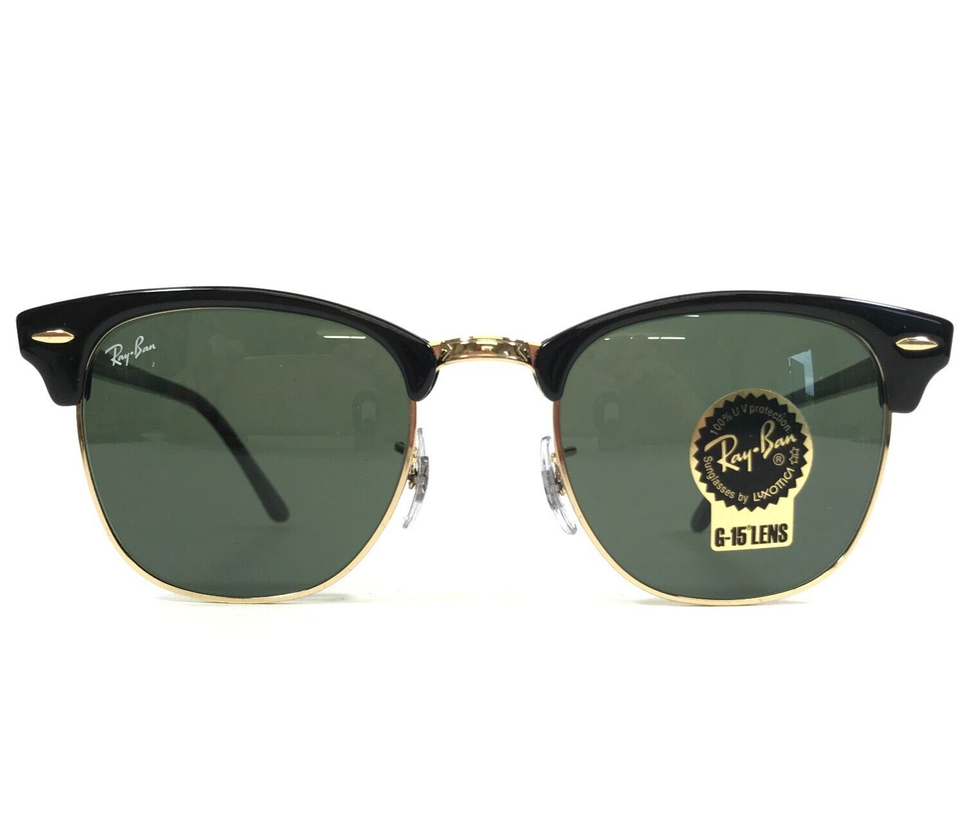 Ray-Ban Sunglasses RB3016 CLUBMASTER W0365 Black Gold Frames w G-15 ...
