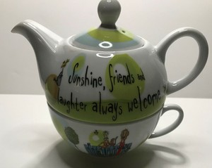 Born To Shop By Creativetops Tea For One Ceramic Teapot With Lid And Cup Friends Ebay
