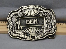 Vintage Oden Inc Brass Belt Buckle Name Don