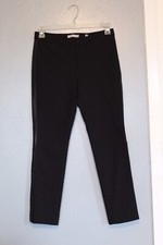 Vince Black Faux Leather Tuxedo Stripe Side Strap Trousers Pants 6