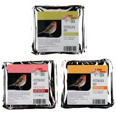 Fettblock Vogelbuffet 3 Sorten x 12 x 300 g ( 10,8 kg ) von Paul's Mühle