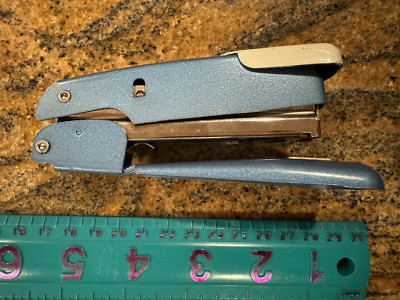 Vintage Mid Century Arrow 5'' Stapler M25 Blue & White