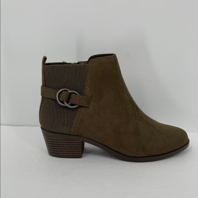 Market & Spruce Kaili ankle boots bootie shoe olive green heel stretch new 6.5