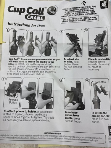 Bulbhead Expandable Cup Call Crane Cell Phone Mount New In Box - Red - Photo 4 sur 4