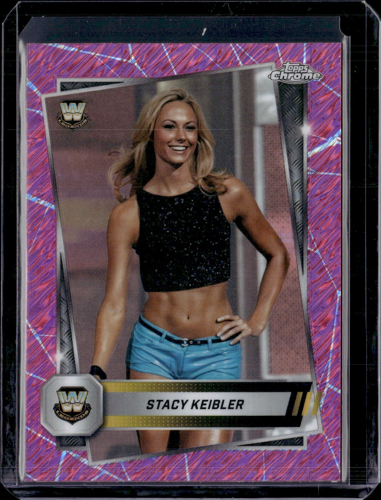 2025 Topps Chrome WWE #85 Stacy Keibler Pink Shimmer Refractor