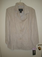 Fu Da New York Jacket Faux Suede Beige Tan Blazer Womens Fuda Sz Xl Nwt