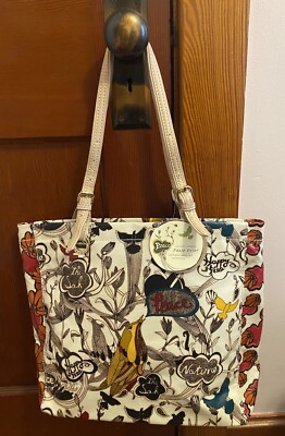 NEW! The Sak Sakroots Tote Bag Coated Canvas Multicolored Peace Print NWT Happy