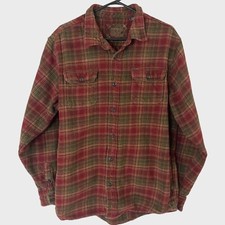 Orvis Big Bear Heavyweight Button UP Flannel Shirt Mens XL Red Green Plaid