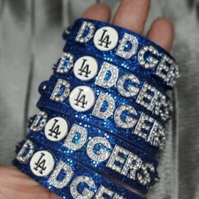 Los Angeles Dodgers rhinestone baseball bracelet/ world series/ MLB fans jewelry