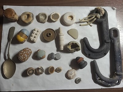 24 Vintage Strandfund Schatz Meer Glas Flaschenverschluss Anker Teelöffel Fossil