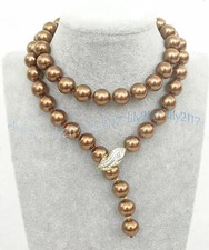 Elegant Brown South Sea Shell Pearl Round Beads Necklace 14-50'' 8/10/12/14mm