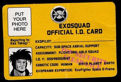 EXOSQUAD Official I.D. Card - Kaz Takagi - Playmates 1993