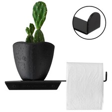 SLATE GOODS Matte Black Toilet Paper Holder with Shelf