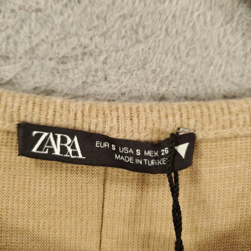 New Zara Dress Womens Small Tan Mini Shift Tunic Knit Short NWT Pullover Stretch - Picture 9 of 13
