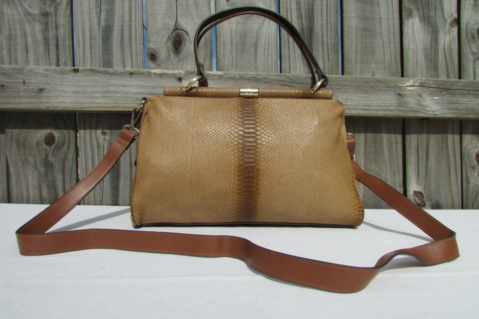 Etienne Aigner Krista Python Print Brown Leather … - image 1
