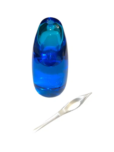 Vintage Union Street Blue Art Glass Perfume Bottle - Signed & Dated