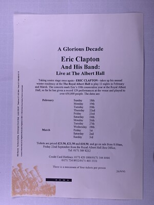 Eric Clapton Pressemitteilung Original Wea Records Albert Hall 1995