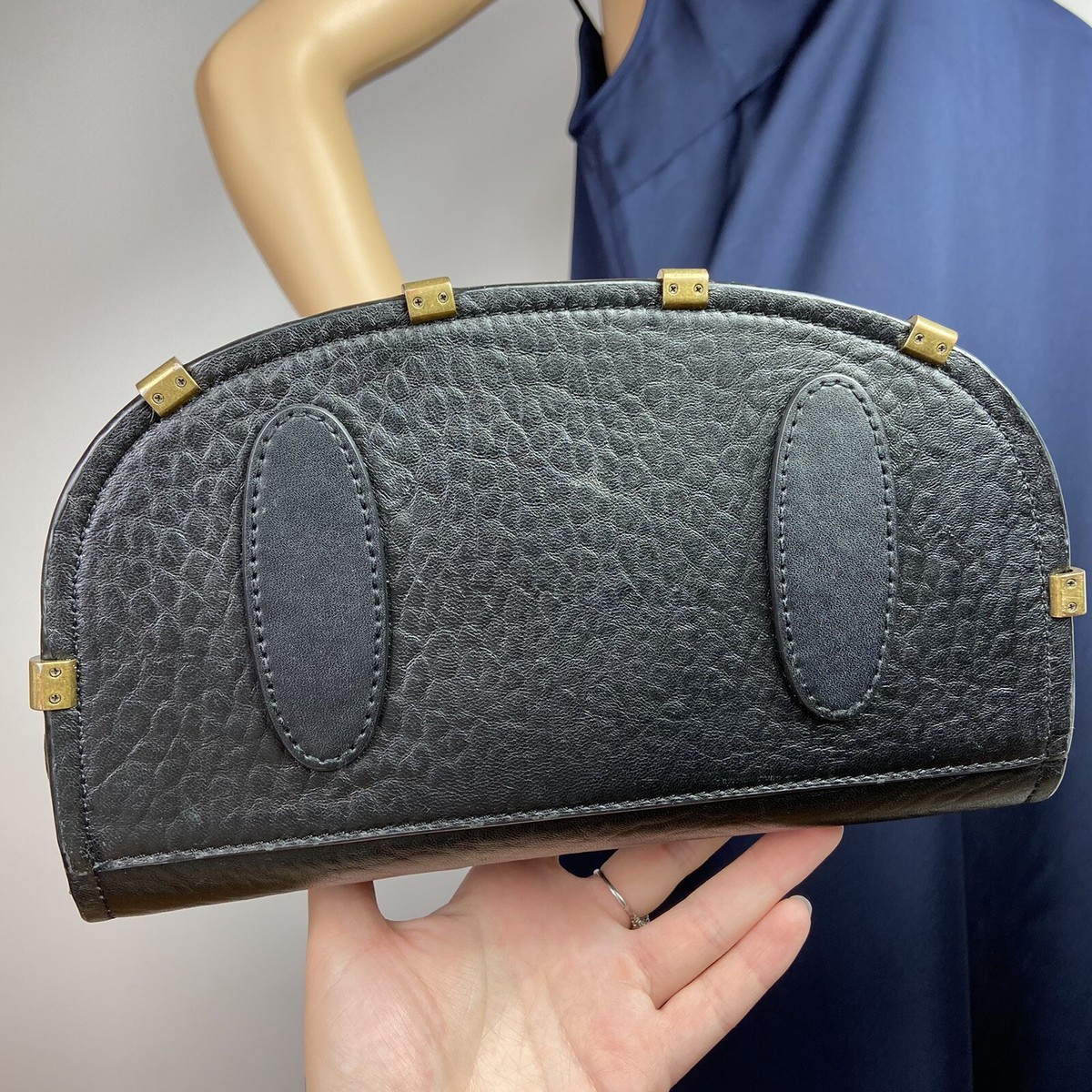 ZAC Zac Posen Black Leather Shoulder Bag Convertible Handles