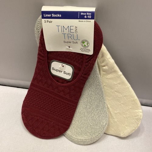 Calcetines para mujer Time and Tru Liner talla 4-10 rojo suave - Imagen 3 de 12