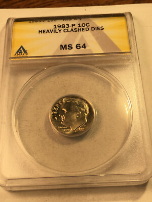 1983 P Heavily Clashed Dies ANACS MS64 Roosevelt Dime Error | eBay