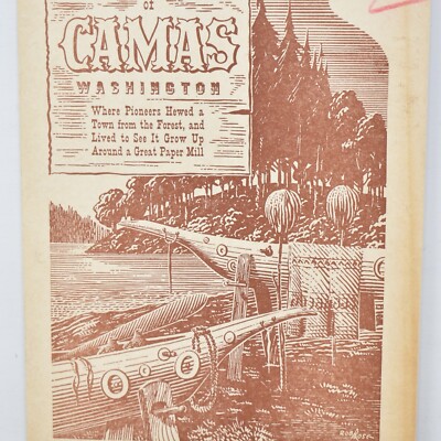 1950 Camas Washington Historical Sketching Map Brochure City Chamber Of Commerce