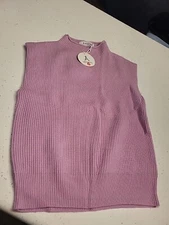 New With Tags Size XS Anrabess Women's Pink Soft Knit Sleeveless Sweater