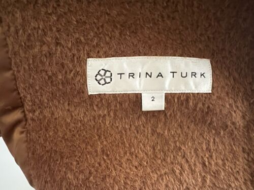 Trina Turk Women Alpaca Wool Pea Coat In Brown Size 2 - Picture 3 of 5