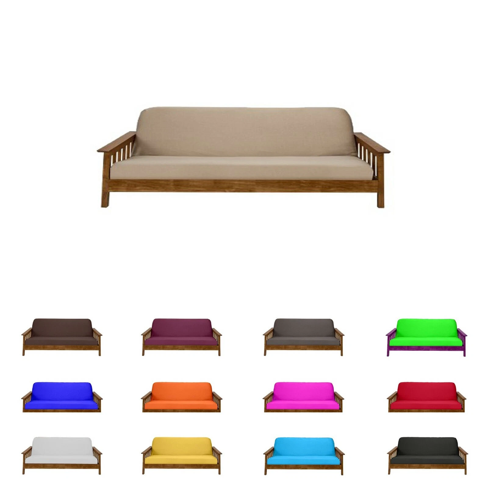 Solid Tan Full Size Futon Mattress Cover, Bed Protectors, Slipcovers, Covers
