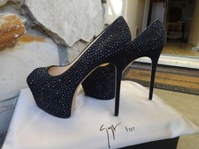 GIUSEPPE ZANOTTI LIZA CRYSTAL EMBELLISHED BLACK PLATFORM PUMPS  EU 40