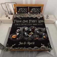 Personalized Jack & Sally From Our First Kiss Till Our 3D Quilt Bedding Set