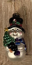 Vintage Blown Glass Shaped Santa Face Head Wreath Snowman Tree Ornament