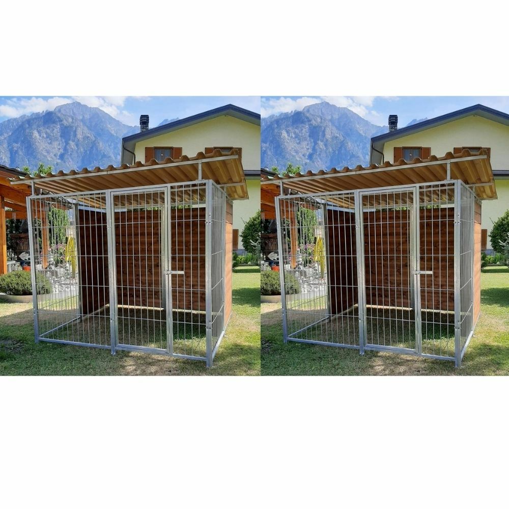 2 Box per Cani Copertura e Retro in Legno Zincato Ciascuno da 200x300xh180 Cm