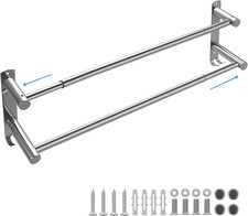 Double Towel Bar 24 Inch Bath Towel Rack for Bathroom Towel Rod Stainless Steel
