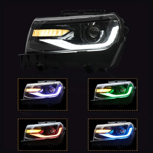 RGB LED Headlights For 2014-15 Chevrolet Camaro Sequential Dual Beam Front Lamps - Bild 7 von 12