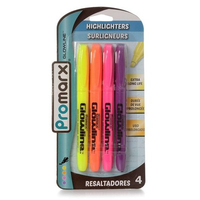 Promarx Pocket Stick Highlighters, Assorted 4 Count (Pack of 1), 