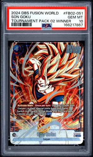 2024 DRAGON BALL SUPER CARD GAME FUSION WORLD #FB02-051 SON GOKU WINNER PSA 10