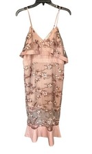 Venus Pink Sequin Floral Embellished Midi Dress Elegant Wedding Women’s 10