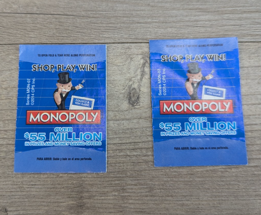 2 Monopoly Shop Play Win Game Pieces 2014 Stouffer's Meatloaf