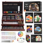 Deluxe Gift Art Kit 202-Piece Wooden Art Supplies Set with 4 Drawing Pads Can.