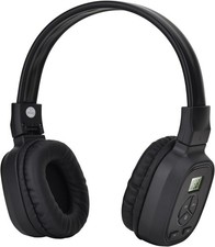 Portable Personal FM Radio Headphones with Good Reception, LED Display, Black