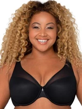 Curvy Couture Women’s Sexy Sheer Mesh Plus Size Full Coverage Bra, 40H