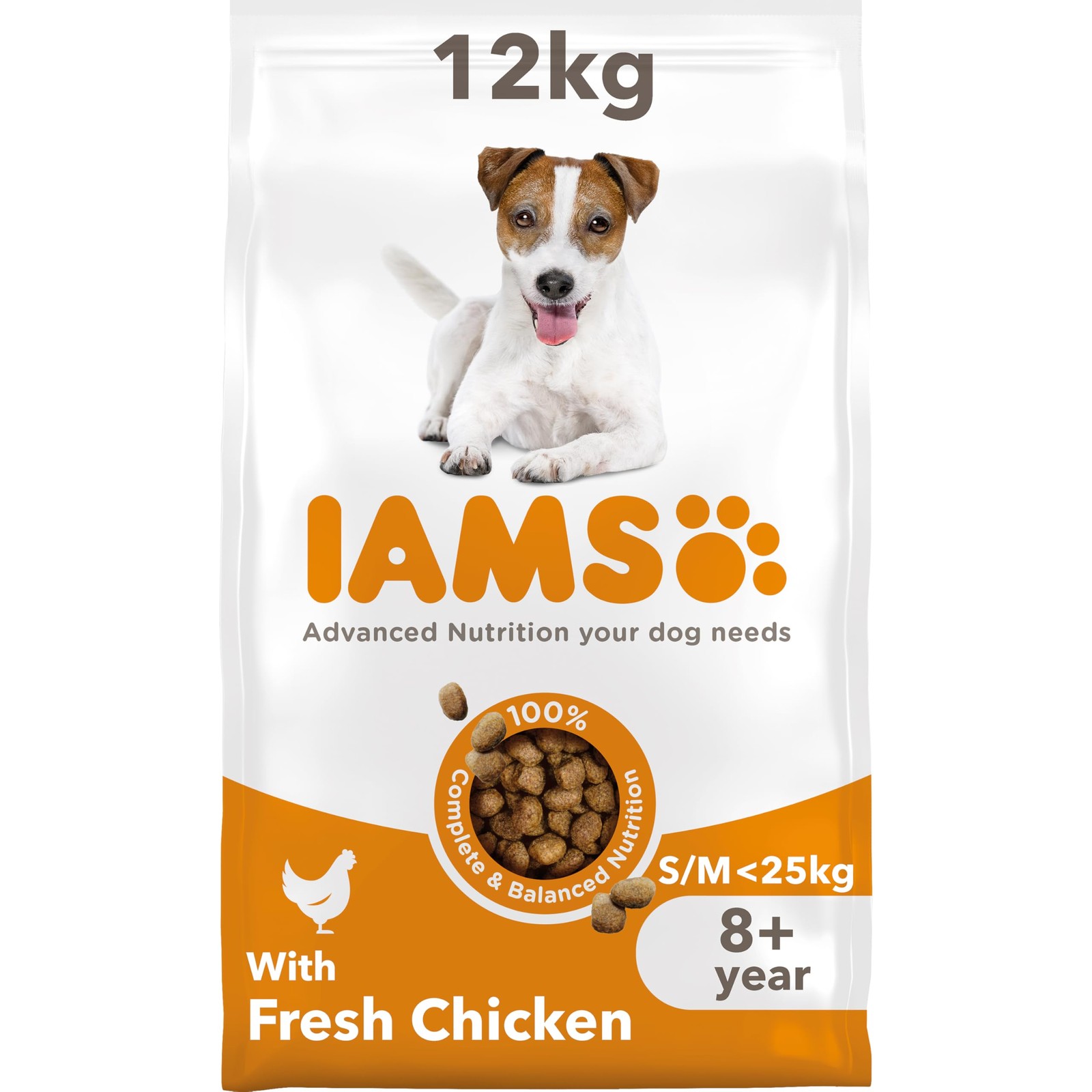 IAMS Complete Dry Dog Food for Senior 8+ Small and Medium Breeds with Chicken 12