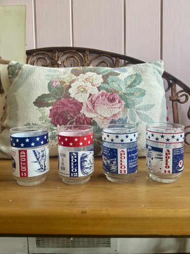 VINTAGE NASA APOLLO 11-14 MAN ON THE MOON July 20, 1969 LIBBEY GLASSES SET OF 4