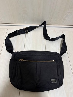 PORTER Shoulder Tanker Bag Black Used, Compact, Foldable, Storage Pocket