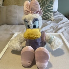 Disney Parks 15  Daisy Duck White Plush Stuffed Animal Toy Purple Shirt Pink Bow