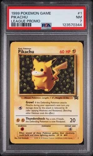 1999 POKEMON LEAGUE PROMO #1 PIKACHU PSA 7