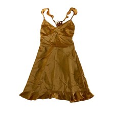 Abercrombie Golden Mango Orange Ruffle Sleeve Open Back Mini Dress Sz XS